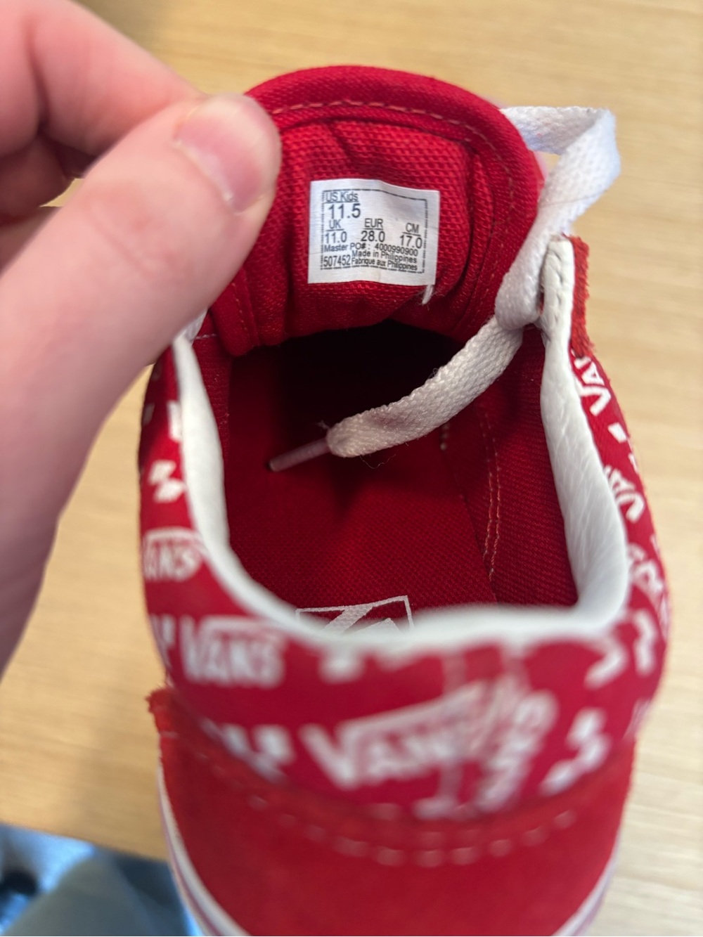 Vans Red and White Low Top Sneakers